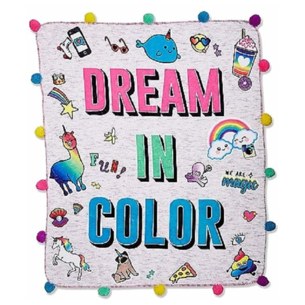 Justice Girls Dream In Color Pom Pom Blanket